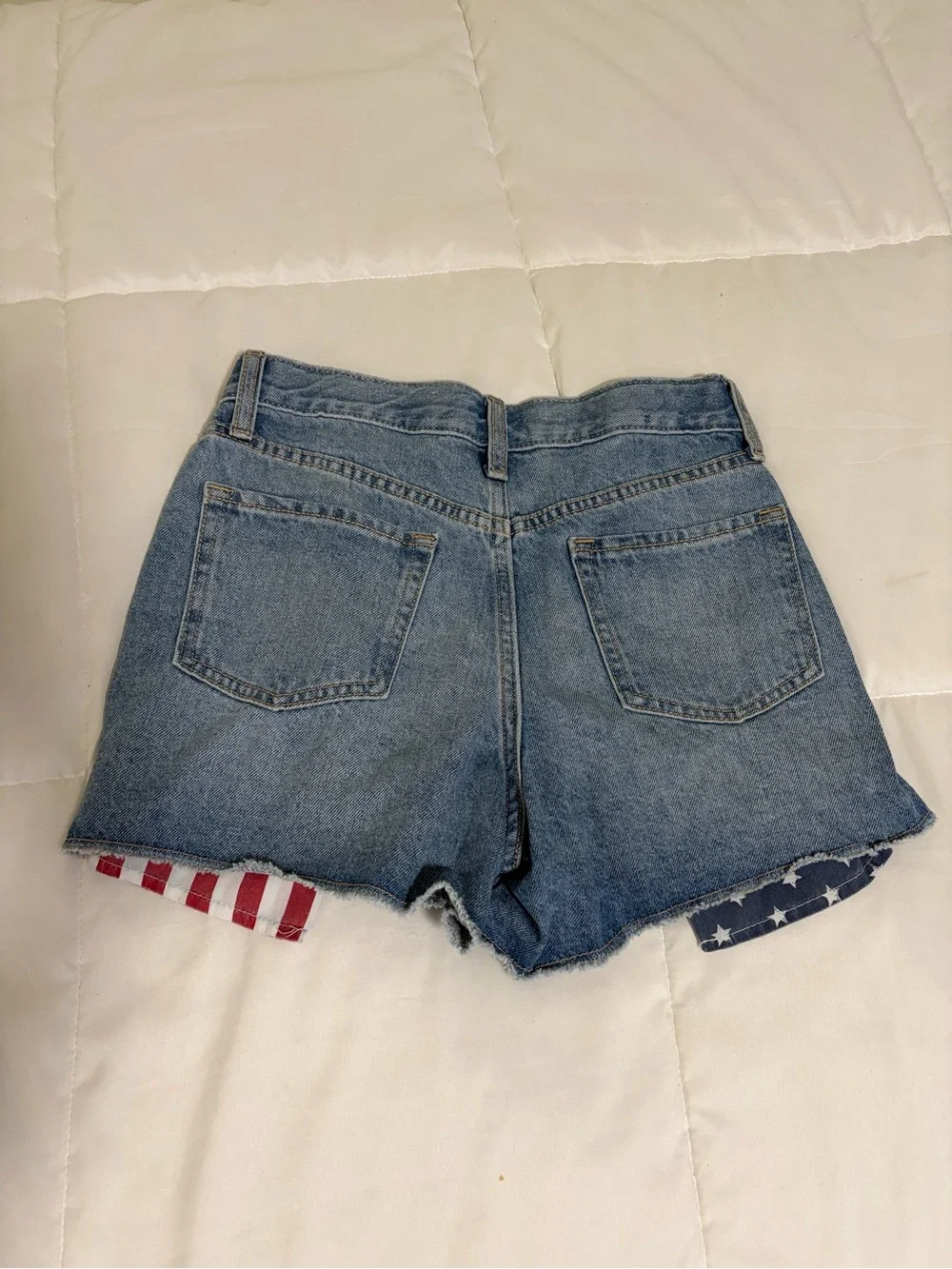 Old Navy Kids Blue Denim High-Rise Shorts American Flag Pocket Size 12